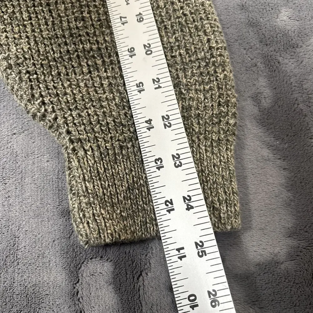 L.L. Bean Mens Henley Sweater Sz Large Tall Gray Taupe Cotton Blend Made in USA